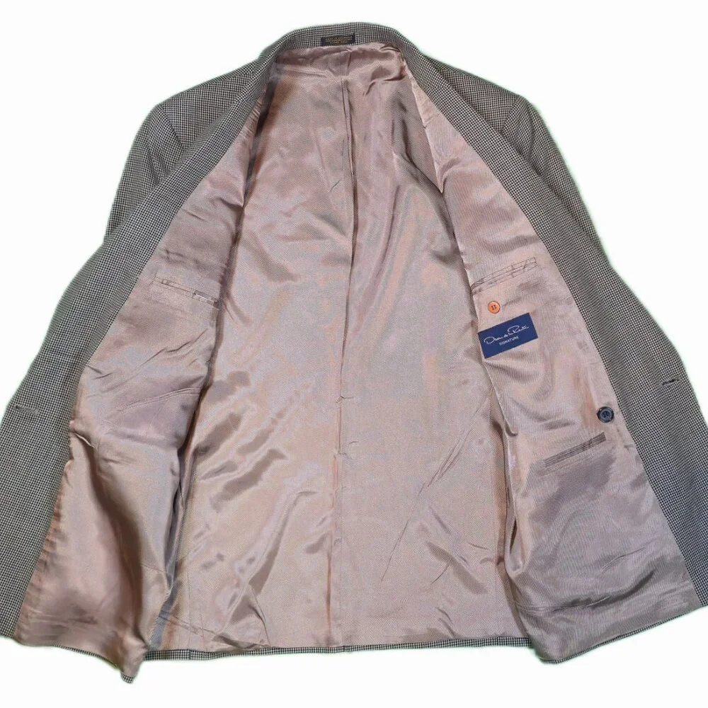 Oscar de la Renta Vintage Blazer‎ Double-Breasted Wool with Micro Weave Size 40R